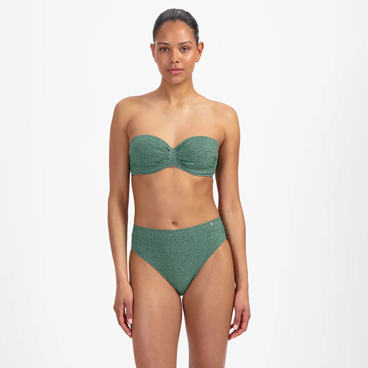 Beachlife Green Glitter Strapless Bikinitopp